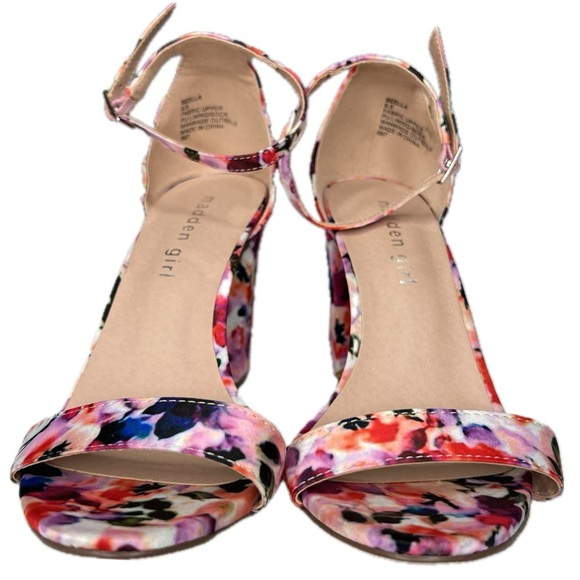 Madden Girl Heeled Sandals BEELLA Ankle Strap Block Heel Floral Multicolor 6.5 - Picture 3 of 15
